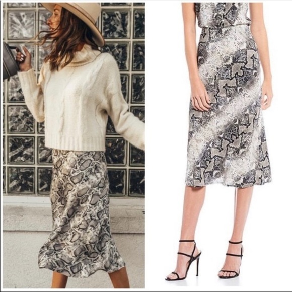 SanctuaryEveryday A-Line Snakeskin Midi Skirt